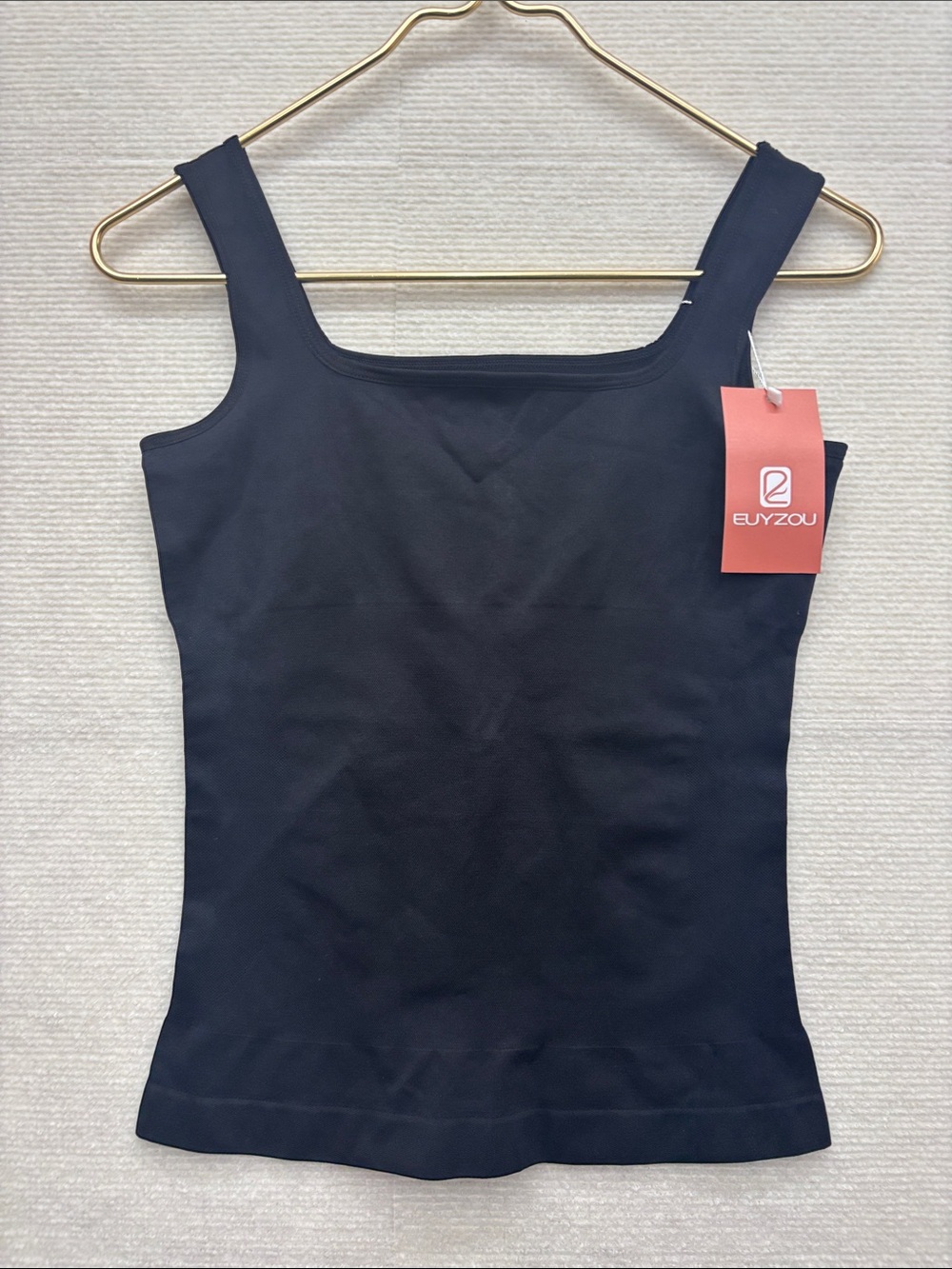 EUYZOU Black Square Neck Tank Top L